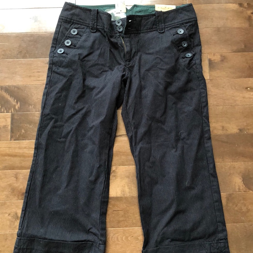 Navy and Cream Pin-strip Capris for work!